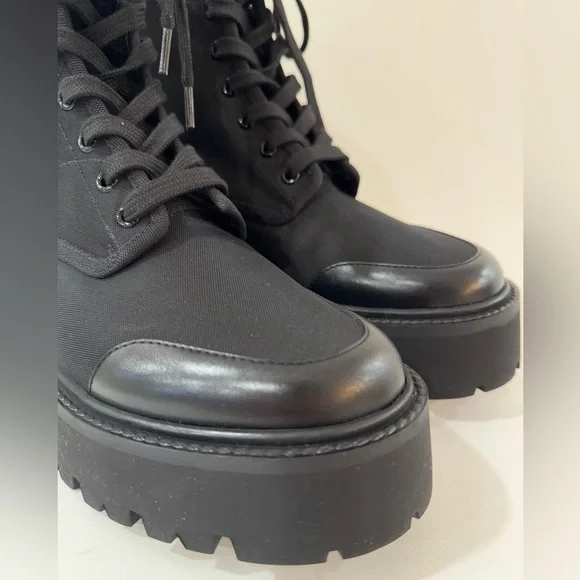 CELINE Black 45mm Bulky Laced-up Boots in Nylon